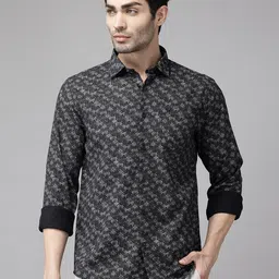Blackberrys India Fit Ethnic Motifs Printed Cutaway Collar Pure Cotton Shirt-picture-0