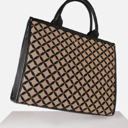 Allen Solly Beige & Black Printed Free Size Tote Handbag-94