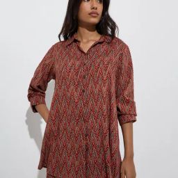 Utsa by Westside Red Chevron Detailed Tunic-19