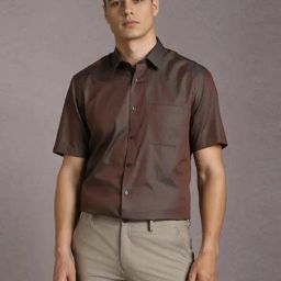 Louis Philippe Brown Cotton Regular Fit Shirt-image-95