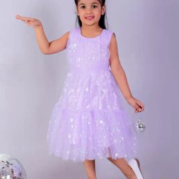 The Mom Store Girls Purple Embellished Party Dress-picture-21