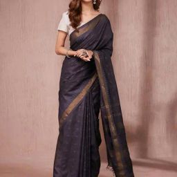 Fabindia Black Self Saree-picture-16