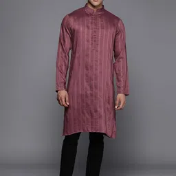 Inddus Men Striped Jacquard Silk Kurta-picture-49