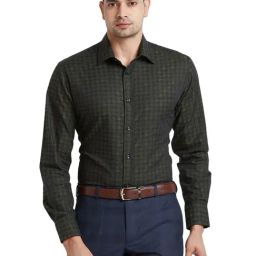 Park Avenue Green Luxus Fit Printed Shirt-image-39