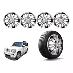 Auto Pearl DC04 Press Type Wheel Cover with Retention Ring For Mahindra Scorpio Mhawk (Pack of 4 Pcs)-93