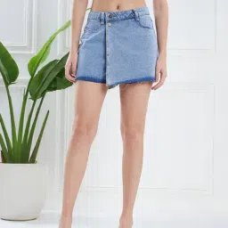 KASSUALLY Blue Cotton Skorts-image-63