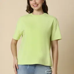 Allen Solly Lime Green Cotton Regular Fit T-Shirt-picture-34