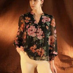 Kazo Green Floral Printed Top-30