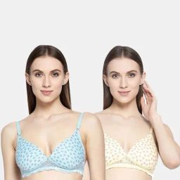 AROUSY Yellow & Blue Cotton Printed T-Shirt Bra - Pack Of 2-picture-43