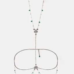 Shaya 925 Silver Feeling Hmeltha Oxidised Body Chain-image-72