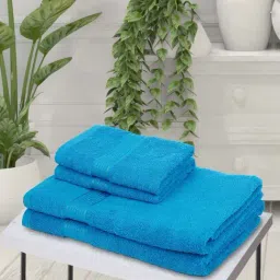 LORENA [4pc] 100% Cotton Super-Soft Terry Towels -2pc Bath, 2pc Hand (d`ross) solid-turq-37