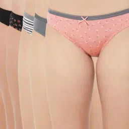 Soie Multicolor Printed Bikini Panty - (Pack Of 6)-37
