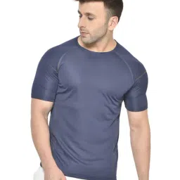Chkokko Navy Regular Fit Sports T-Shirt-image-90