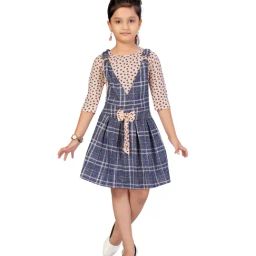 Aarika Kids Peach & Blue Printed Top with Dungaree-picture-10
