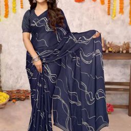 MIRCHI FASHION Blue Printed Saree With Unstitched Blouse-image-67