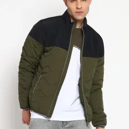 Lee Olive & Black Colour-Block Quilted Jacket-picture-31