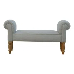 Artisan Furniture Brown Tweed Bench with Turned Feet Oak-ish Finish-image-99