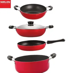 Nirlon Red Aluminium Non- Stick Cookware - Set of 4-11