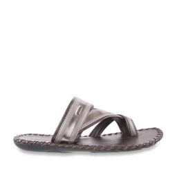 Mochi Men's Brown Cross Strap Sandals-image-31