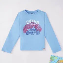 Ed-a-Mamma Kids Blue Printed Full Sleeves T-Shirt-image-97