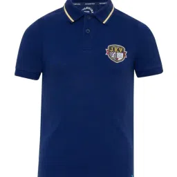 Jockey Kids Blue Cotton Printed Polo T-Shirt-picture-4