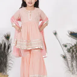 Little Bansi Peach Embellished 1 Kurta, 1 Sharara & 1 Dupatta-image-73