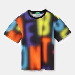 United Colors of Benetton Kids Multicolor Cotton Printed T-Shirt-image-5