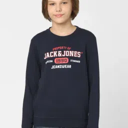 Jack & Jones Junior Navy Graphic Print Full Sleeves Sweatshirt-image-63
