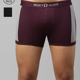 Dixcy Scott Maximus Black & Wine Regular Fit Trunks - Pack Of 2-picture-37