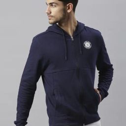 Dennis Lingo Navy Blue Regular Fit Hooded Sweatshirts-image-82