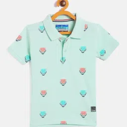 Duke Kids Blue Printed Polo T-Shirt-image-7