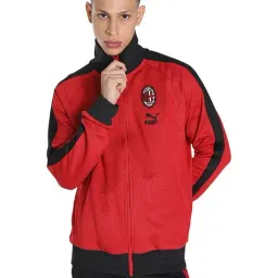 Puma Red Regular Fit Colour Block Sports Jacket-image-6