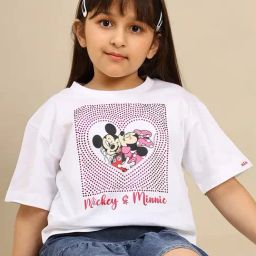 Kidsville Mickey & Friends Printed Boxy Fit T-Shirt For Girls-image-74