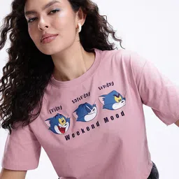 Kook N Keech Tom & Jerry Printed Drop-Shoulder Sleeves Boxy T-shirt-picture-6