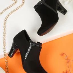 Flat N Heels Women's Black Casual Booties-image-76