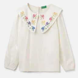 United Colors of Benetton Kids White Embroidered Full Sleeves Top-image-96