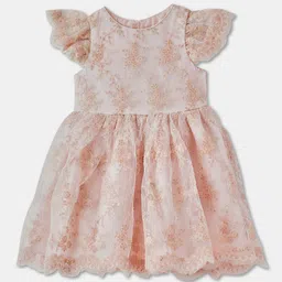 R&B Girl Embellished Self Design Schiffli Fit & Flare Dress-11