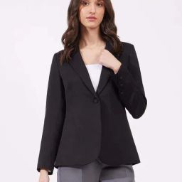 Fablestreet Black Plain Blazer-image-58