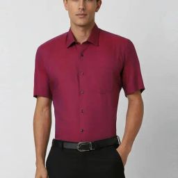 Van Heusen Maroon Cotton Regular Fit Shirt-image-97