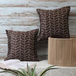 MFD HOME Furnishing Coffee Brown Satin Cushion Cover - Set of 2-16