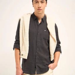 THE BEAR HOUSE Grey Cotton Slim fit Shirts-image-32