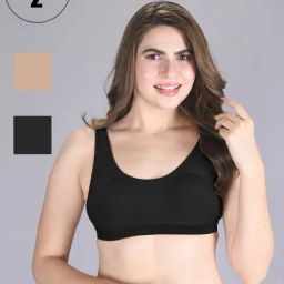 Lux Venus Tan & Black Full Coverage Non-Wired Sports Bra - Pack of 2-picture-4