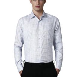 Louis Philippe Blue Cotton Regular Fit Checks Shirt-picture-45