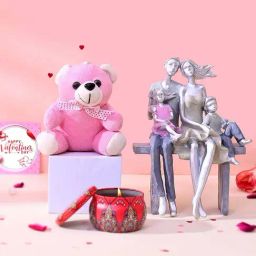 Tayhaa Polyresin Family Love Showpiece With Candle & Teddy - Set of 3-21