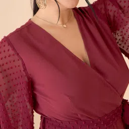 CURVE BY KASSUALLY Maroon Maxi Jumpsuit image 5