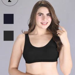 Lux Venus Navy & Black Full Coverage Non-Wired Sports Bra - Pack of 2-picture-20