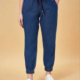 People by Pantaloons Blue Cotton Joggers-image-46