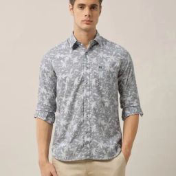Arrow Sport Grey Cotton Slim Fit Floral Print Shirt-picture-28