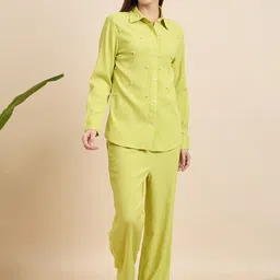 MOSTUNIQUE BY KASSUALLY Pearl Embellished Shirt & Trousers-37