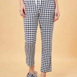 Dreamz by Pantaloons White & Black Cotton Chequered Pyjamas-image-6